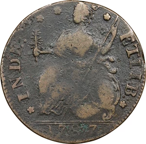 image for: 1787 Connecticut Copper. Miller 42-kk.2, W-4245. Rarity-5-. Draped Bust Left, AUCTOPI. Fine.