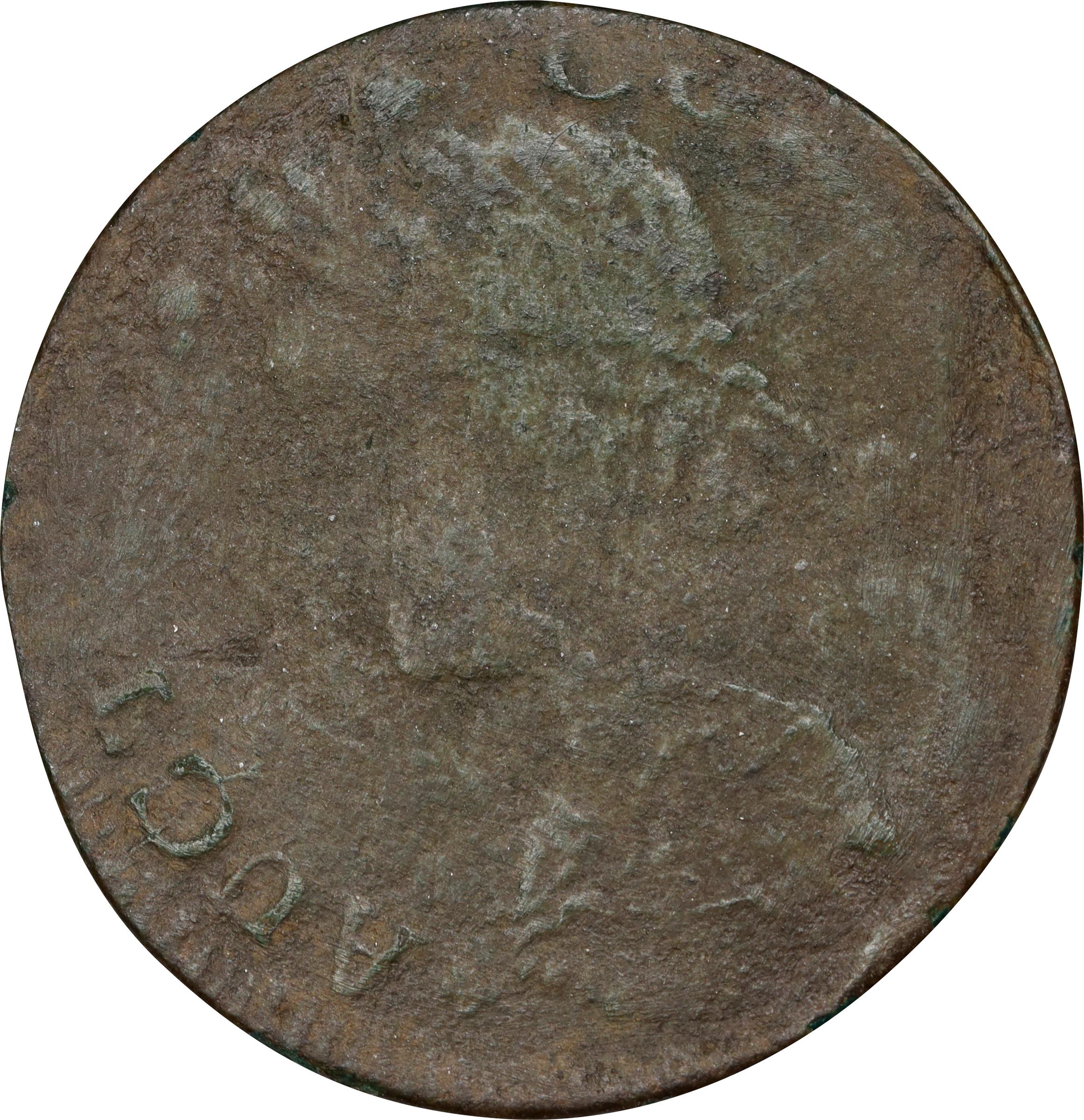image for: 1787 Connecticut Copper. Miller 50-F, W-4330. Rarity-6-. Draped Bust Left, CONNLC. Fine, Corroded.