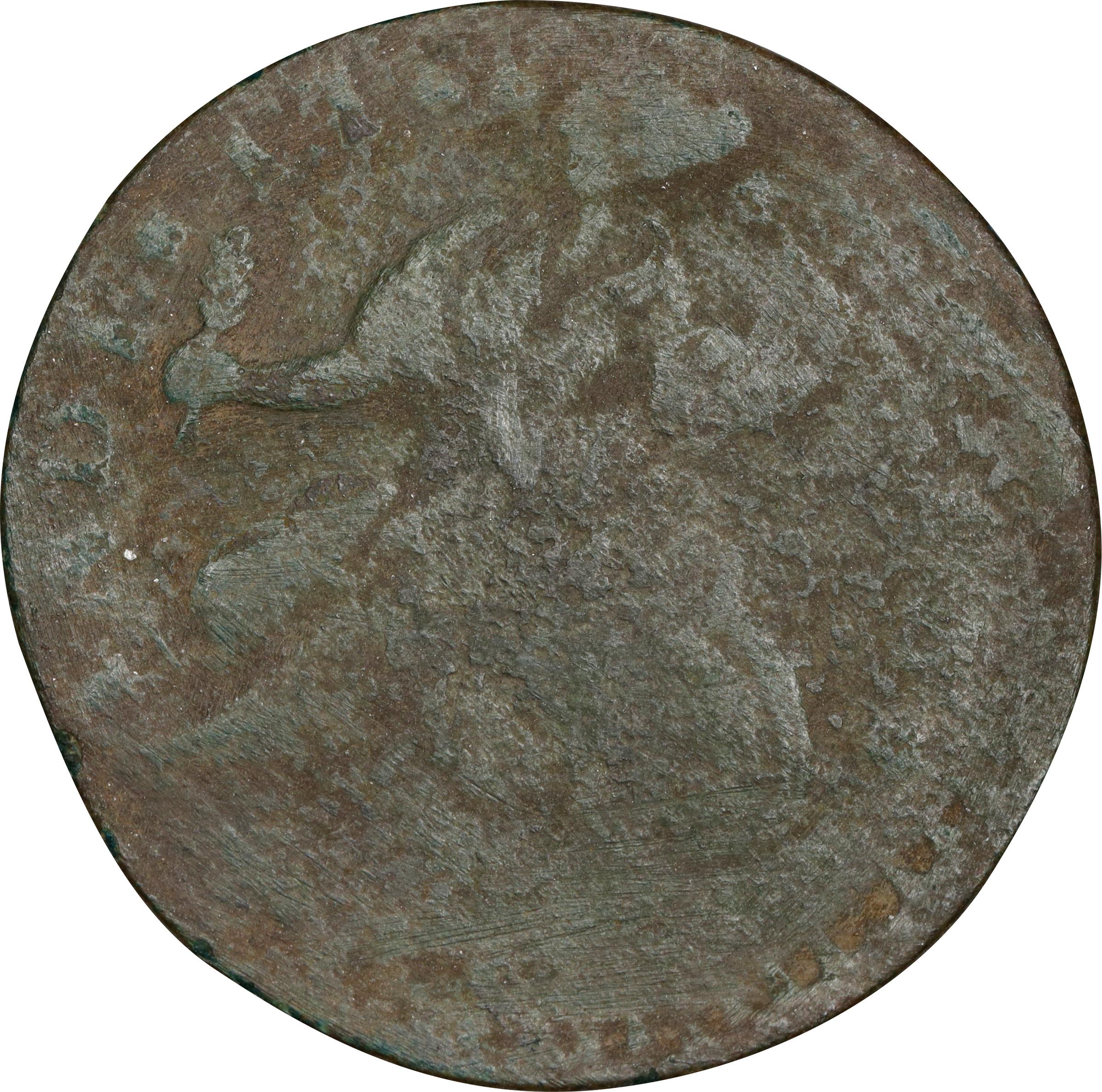 image for: 1787 Connecticut Copper. Miller 50-F, W-4330. Rarity-6-. Draped Bust Left, CONNLC. Fine, Corroded.