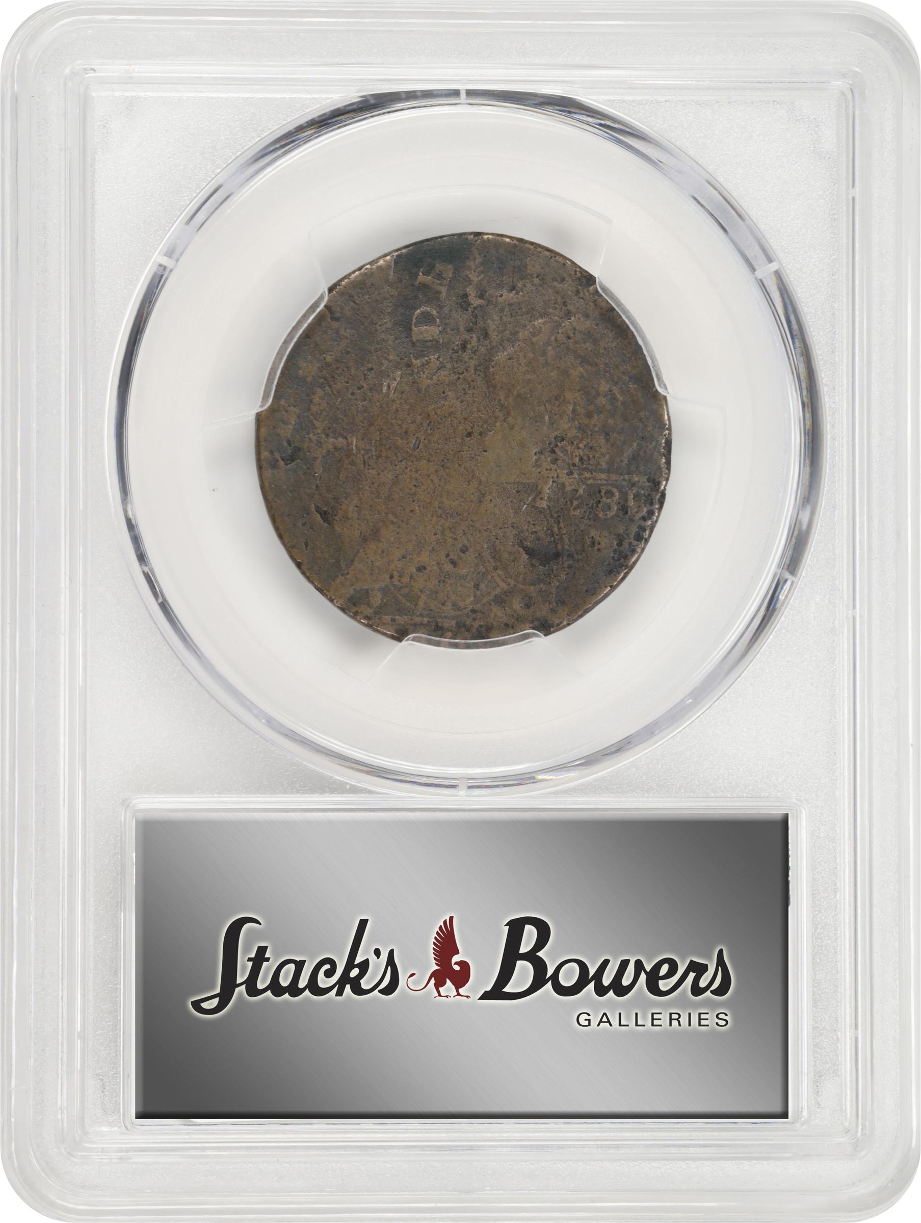 image for: 1788 Connecticut Copper. Miller 12.1-F.1, W-4520. Rarity-4+. Mailed Bust Left. Double Struck. VG Details--Environmental Damage (PCGS).