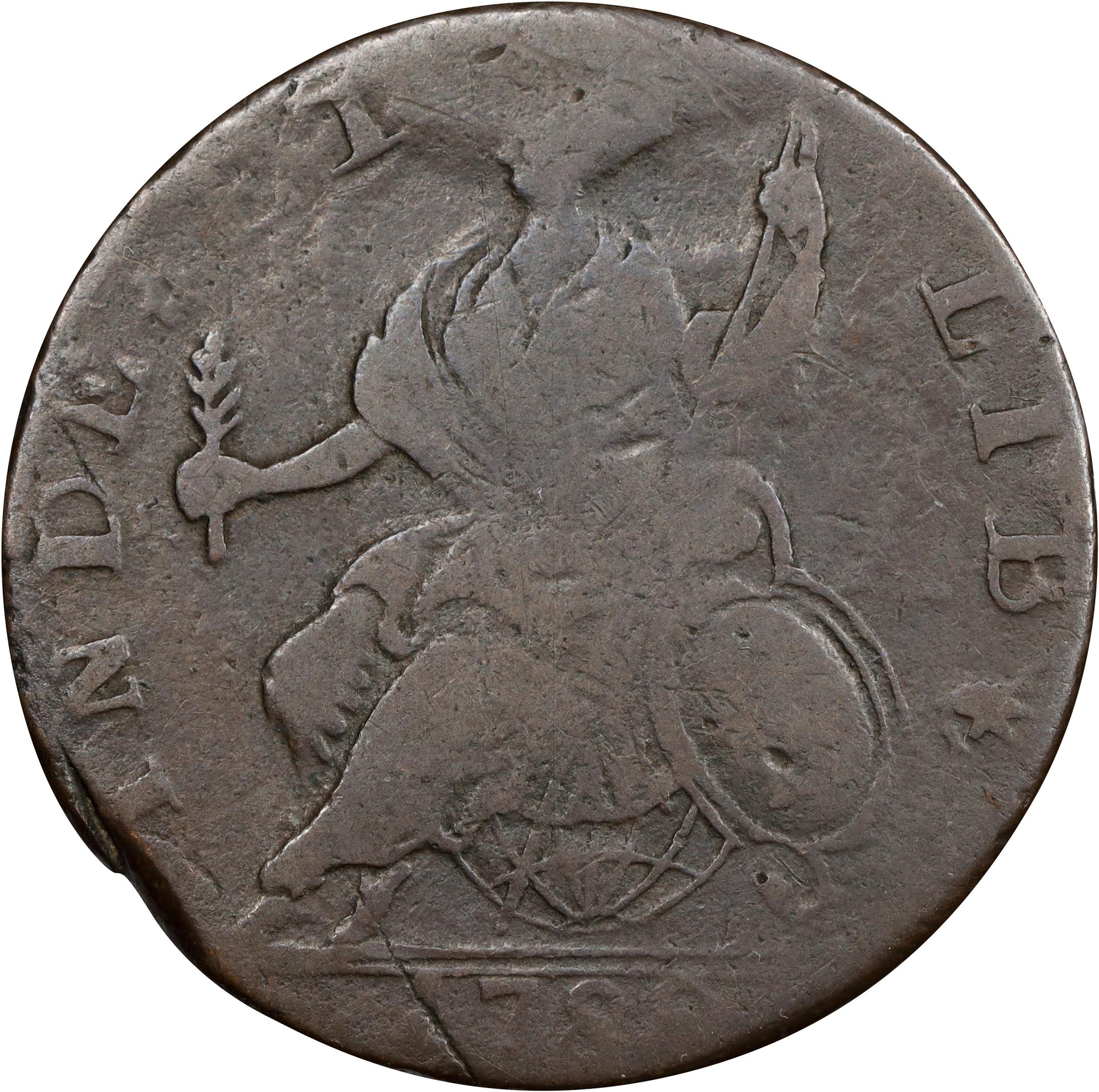 image for: 1788 Connecticut Copper. Miller 12.2-C, W-4525. Rarity-5. Mailed Bust Left. Fine. Inked Attribution.