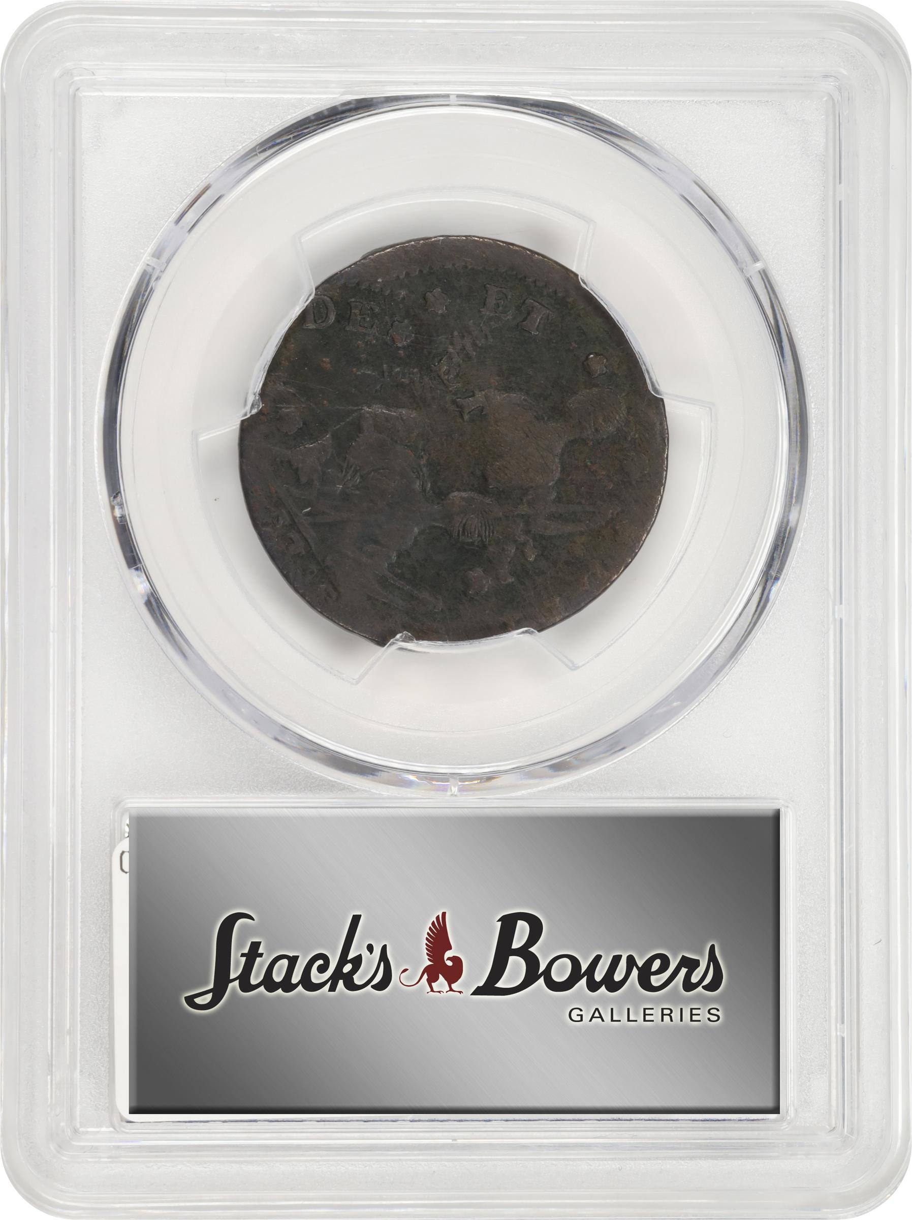 image for: 1788 Connecticut Copper. Miller 13-A.1, W-4535. Rarity-4+. Mailed Bust Left, CONNLC. Double Struck. Fine Details--Environmental Damage (PCGS).