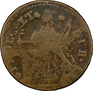 image for: 1788 Connecticut Copper. Miller 14.1-L.2, W-4570. Rarity-5+. Draped Bust Left. Fine-15 (PCGS).