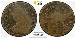 image for: 1788 Connecticut Copper. Miller 14.1-L.2, W-4570. Rarity-5+. Draped Bust Left. Fine-15 (PCGS).
