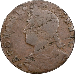 image for: 1788 Connecticut Copper. Miller 14.2-A.2, W-4580. Rarity-5. Draped Bust Left. Fine.