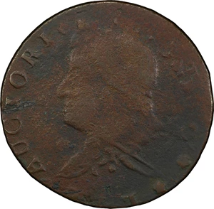 image for: 1788 Connecticut Copper. Miller 14.2-A.2, W-4580. Rarity-5. Draped Bust Left. Flipover Double Struck. Fine Details--Environmental Damage (PCGS).
