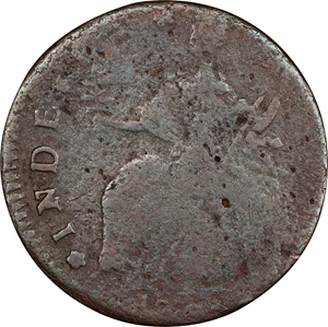 image for: 1788 Connecticut Copper. Miller 14.2-A.2, W-4580. Rarity-5. Draped Bust Left. Good.