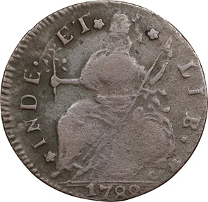 image for: 1788 Connecticut Copper. Miller 15.1-L.1, W-4585. Rarity-4. Draped Bust Left. Very Fine, Environmental Damage.