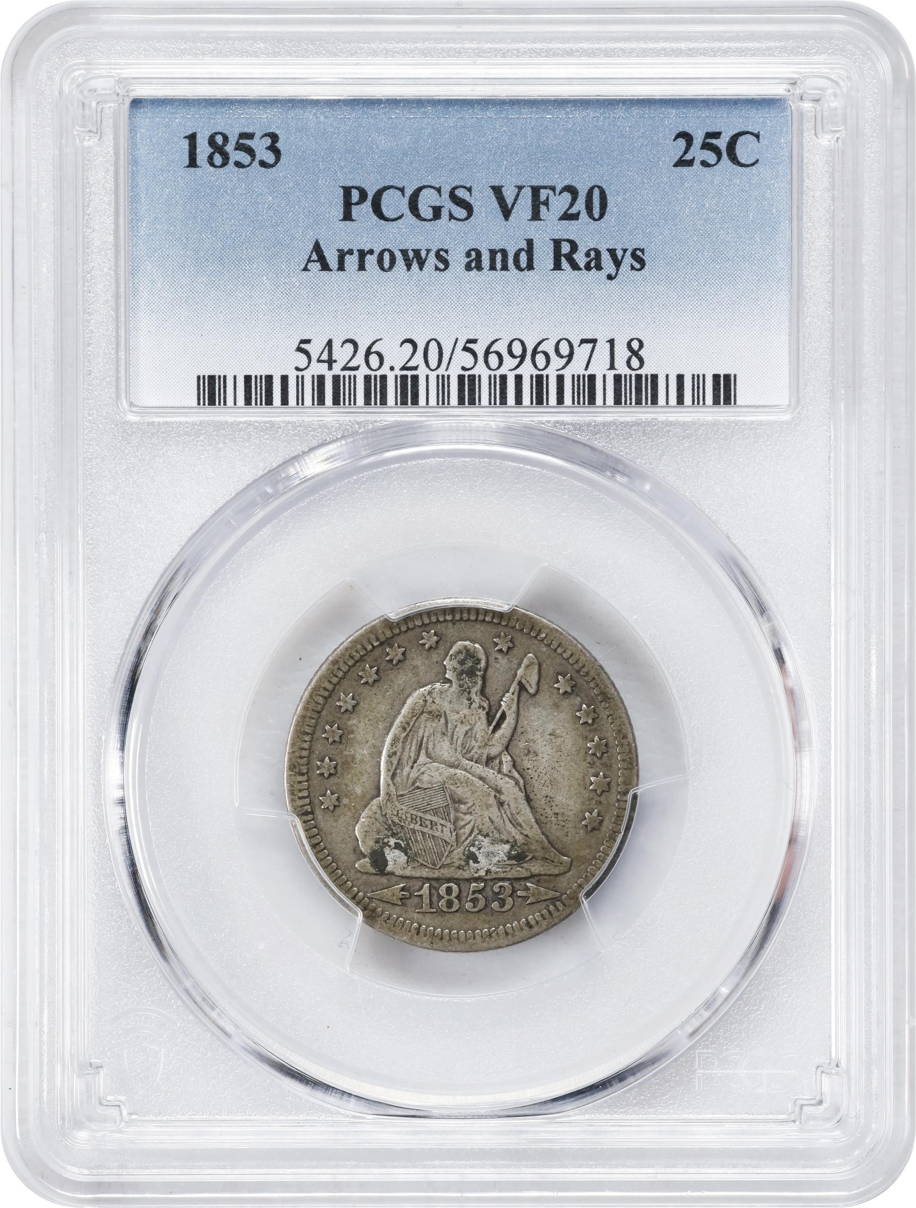 Seated Liberty Quarter 25c Arrows & Rays, 1853 [Type] G6 thumbnail 21