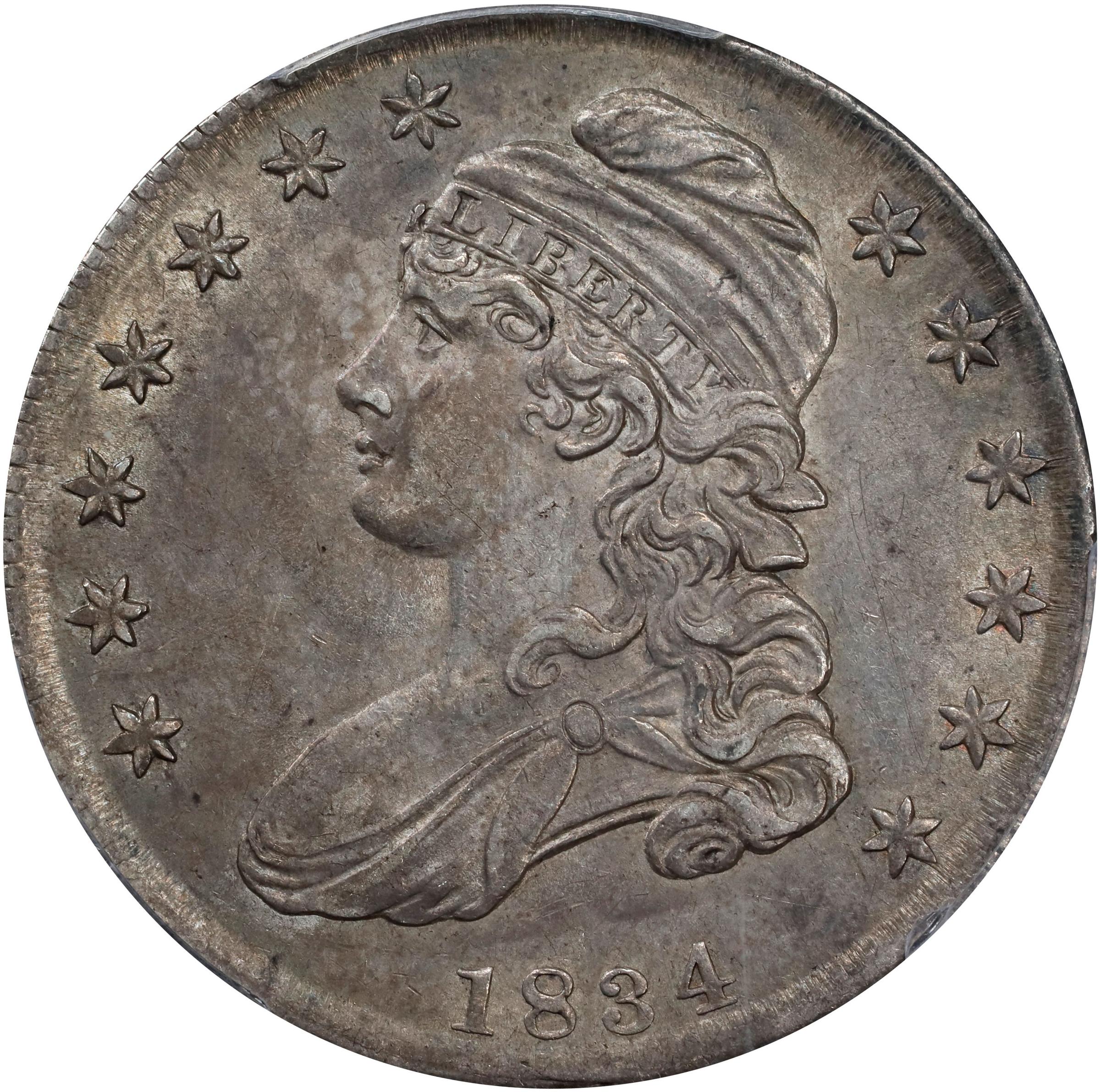 image for: 1834 Capped Bust Half Dollar. O-112. Rarity-3. Small Date, Small Letters. AU-55 (PCGS).
