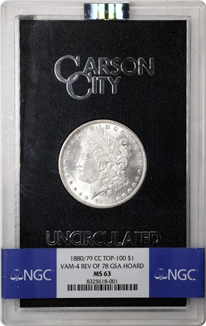 image for: 1880/79-CC GSA Morgan Silver Dollar. Reverse of 1878. VAM-4. Top 100 Variety. MS-63 (NGC).