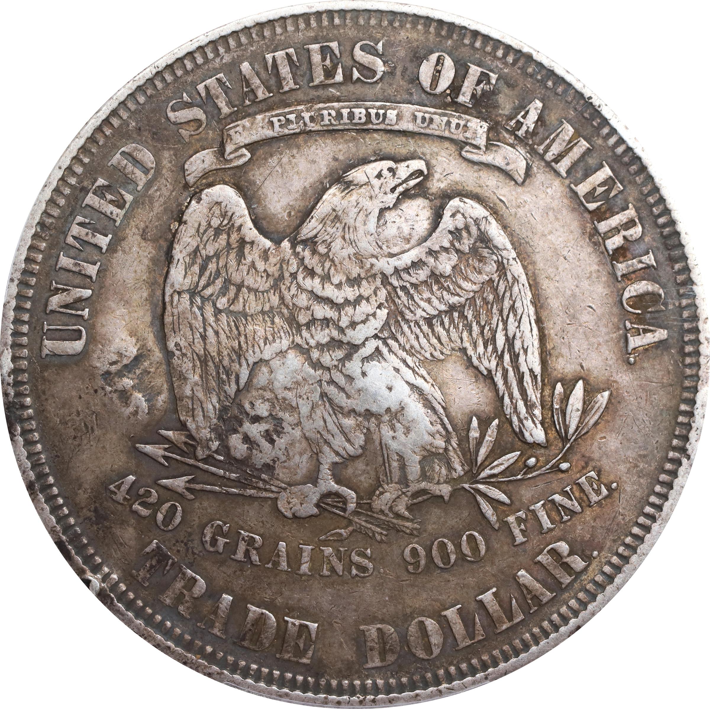 image for: 1877 Trade Dollar. Chop Mark. EF-40 (PCGS).