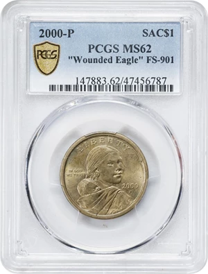 image for: 2000-P Sacagawea Dollar. FS-901. Speared (a.k.a. Wounded) Eagle. MS-62 (PCGS).