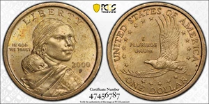 image for: 2000-P Sacagawea Dollar. FS-901. Speared (a.k.a. Wounded) Eagle. MS-62 (PCGS).