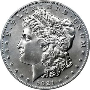image for: 2021 Silver Dollar Anniversary Coin. Morgan. O Privy Mark. First Strike. MS-70 (PCGS).