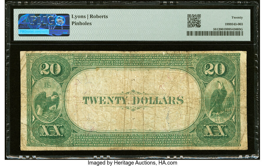 image for: Waterloo, IA - $20 1882 Value Back Fr. 581 The Leavitt & Johnson National Bank Ch. # (M)5120 PMG Very Fine 20....