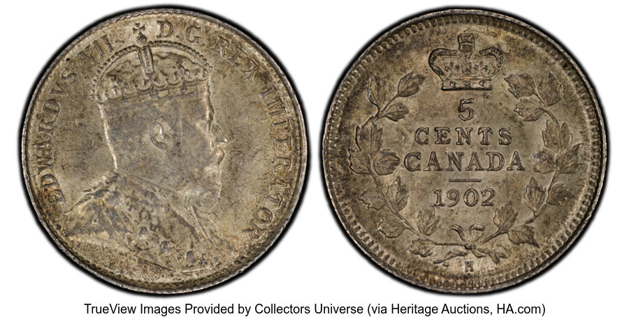 image for: Canada: Edward VII "Small H" 5 Cents 1902 MS63 PCGS,...