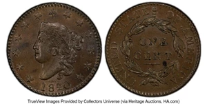 image for: 1820/19 1C N-1, R.1, MS62 Brown PCGS. PCGS Population: (2/5 and 0/0+)....