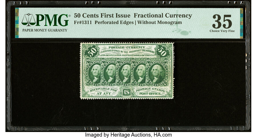 image for: Fr. 1311 50¢ First Issue PMG Choice Very Fine 35....