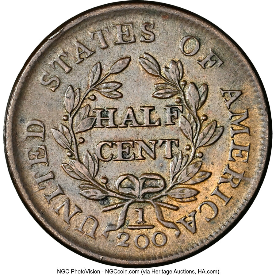 image for: 1804 1/2 C Crosslet 4, Stems C-10, B-9, R.1, XF45 NGC.  Mintage 1,055,312....