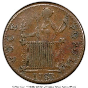 image for: 1783 Georgivs Triumpho Token AU50 PCGS. Baker-7, W-10100, GW-54, R.3. copper, 28.5 mm, plain edge. PCGS Population: (14/...