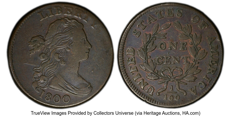 image for: 1800 1C S-206, B-27, R.3, VF20 PCGS. PCGS Population: (4/5 and 0/0+)....