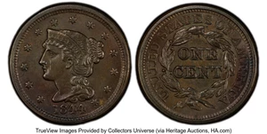 image for: 1844/81 1C N-2, R.2, MS63 Brown PCGS. Die State b. The date was first impressed upside down, then corrected. Featuring medi...