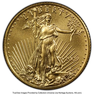 image for: 2009 $5 Tenth-Ounce Gold Eagle MS69 PCGS. Mintage 270,000. ...