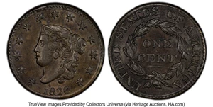 image for: 1826 1C N-1, R.2, AU55 PCGS. PCGS Population: (2/10 and 0/1+). Mintage 1,517,425....