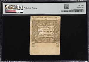 image for: CT-178. Connecticut. January 2, 1775. 40 Shillings. PMG Choice About Uncirculated 58.