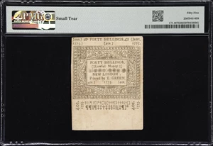 image for: CT-187. Connecticut. June 1, 1775. 40 Shillings. PMG About Uncirculated 55.