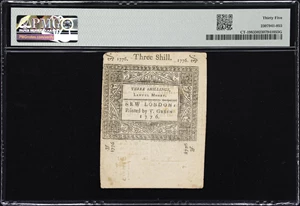 image for: CT-198. Connecticut. June 7, 1776. 3 Shillings. PMG Choice Very Fine 35.
