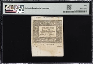 image for: CT-201. Connecticut. June 7, 1776. 10 Shillings. PMG About Uncirculated 50.