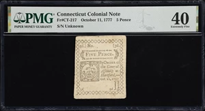image for: CT-217. Connecticut. October 11, 1777. 5 Pence. PMG Extremely Fine 40.