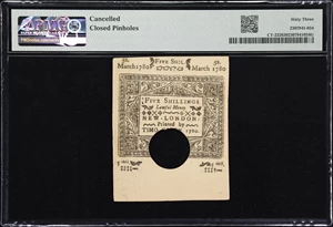 image for: CT-222. Connecticut. March 1, 1780. 5 Shillings. PMG Choice Uncirculated 63. Remainder.