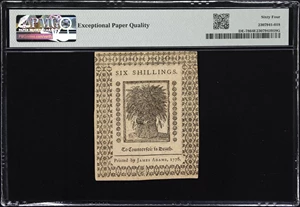 image for: DE-78. Delaware. January 1, 1776. 6 Shillings. PMG Choice Uncirculated 64 EPQ.