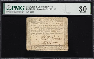 image for: MD-90. Maryland. December 7, 1775. $8. PMG Very Fine 30.