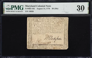 image for: MD-102. Maryland. August 14, 1776. $8. PMG Very Fine 30.