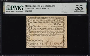 image for: MA-278. Massachusetts. May 5, 1780. $1. PMG About Uncirculated 55.