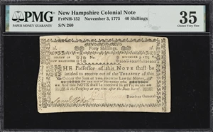 image for: NH-152. New Hampshire. November 3, 1775. 40 Shillings. PMG Choice Very Fine 35.