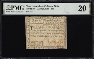 image for: NH-186. New Hampshire. April 29, 1780. $20. PMG Very Fine 20.