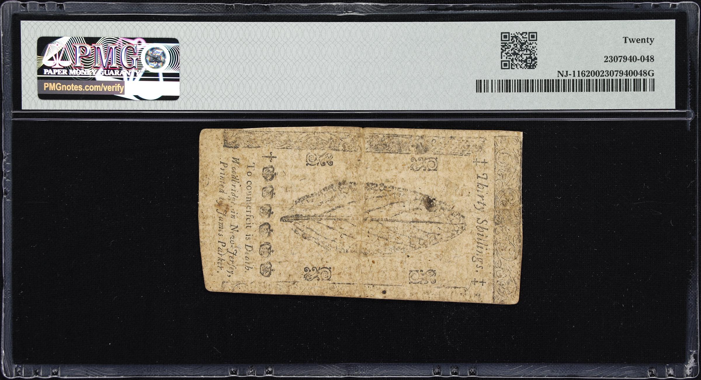 image for: NJ-116. New Jersey. May 1, 1758. 30 Shillings. PMG Very Fine 20.