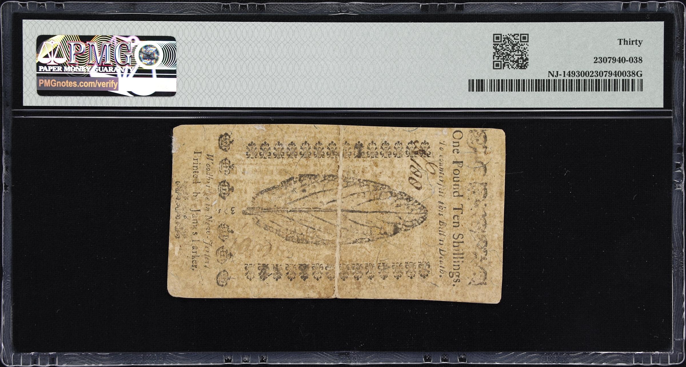 image for: NJ-149. New Jersey. April 8, 1762. 30 Shillings. PMG Very Fine 30.