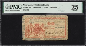 image for: NJ-160. New Jersey. December 31, 1763. 6 Pounds. PMG Very Fine 25.