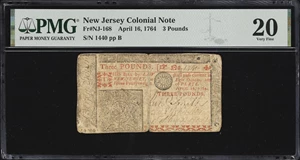image for: NJ-168. New Jersey. April 16, 1764. 3 Pounds. PMG Very Fine 20.
