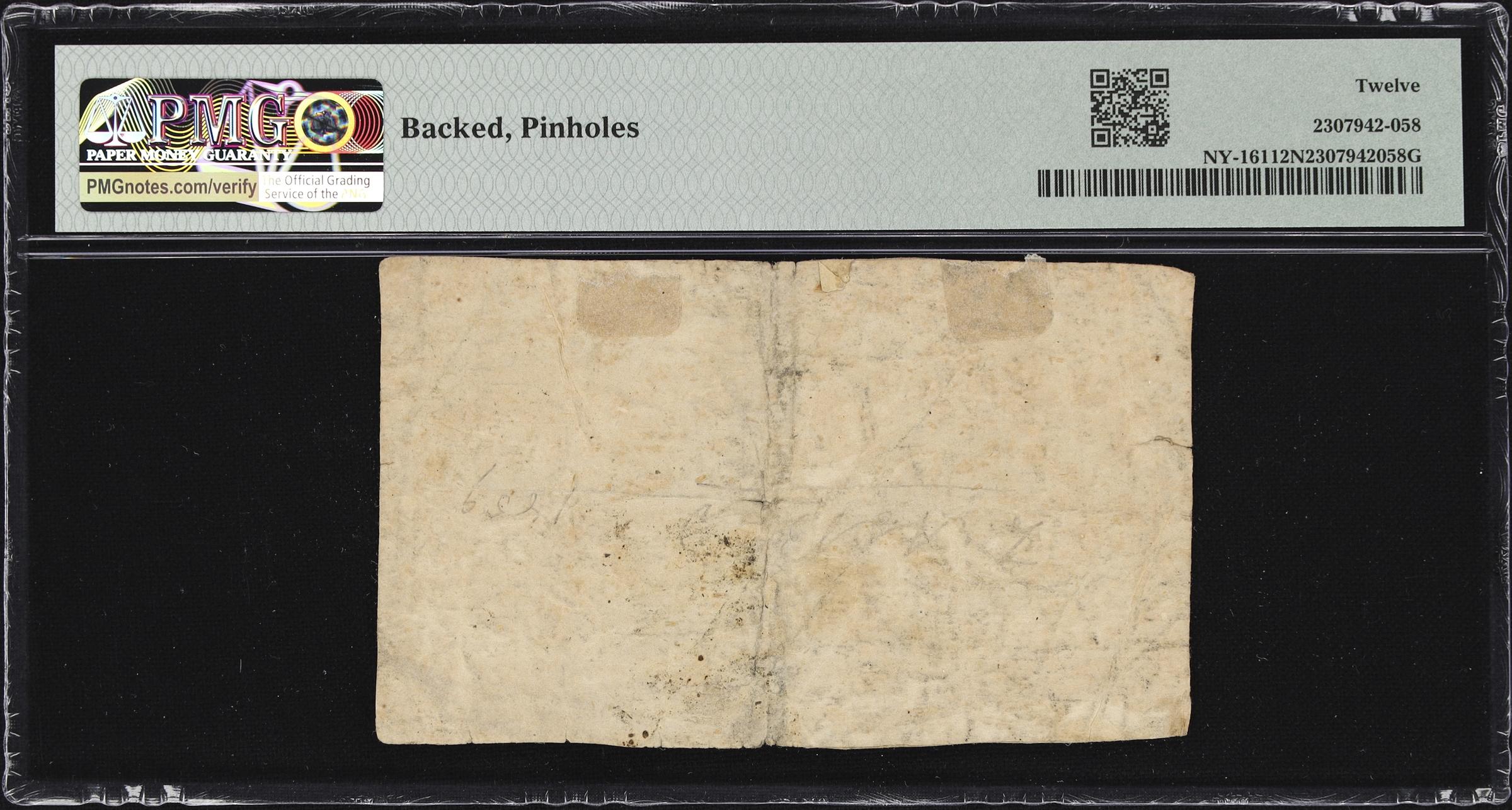 image for: NY-161. New York. February 16, 1771. 5 Shillings. PMG Fine 12 Net. Backed, Pinholes.