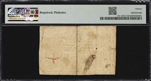 image for: NY-162CT. New York. February 16, 1771. 10 Shillings. PMG Choice Fine 15 Net. Repaired, Pinholes. Contemporary Counterfeit.