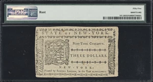 image for: NY-203. New York. August 13, 1776. $3. PMG About Uncirculated 55 Net. Rust.
