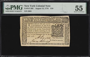 image for: NY-205. New York. August 13, 1776. $10. PMG About Uncirculated 55.