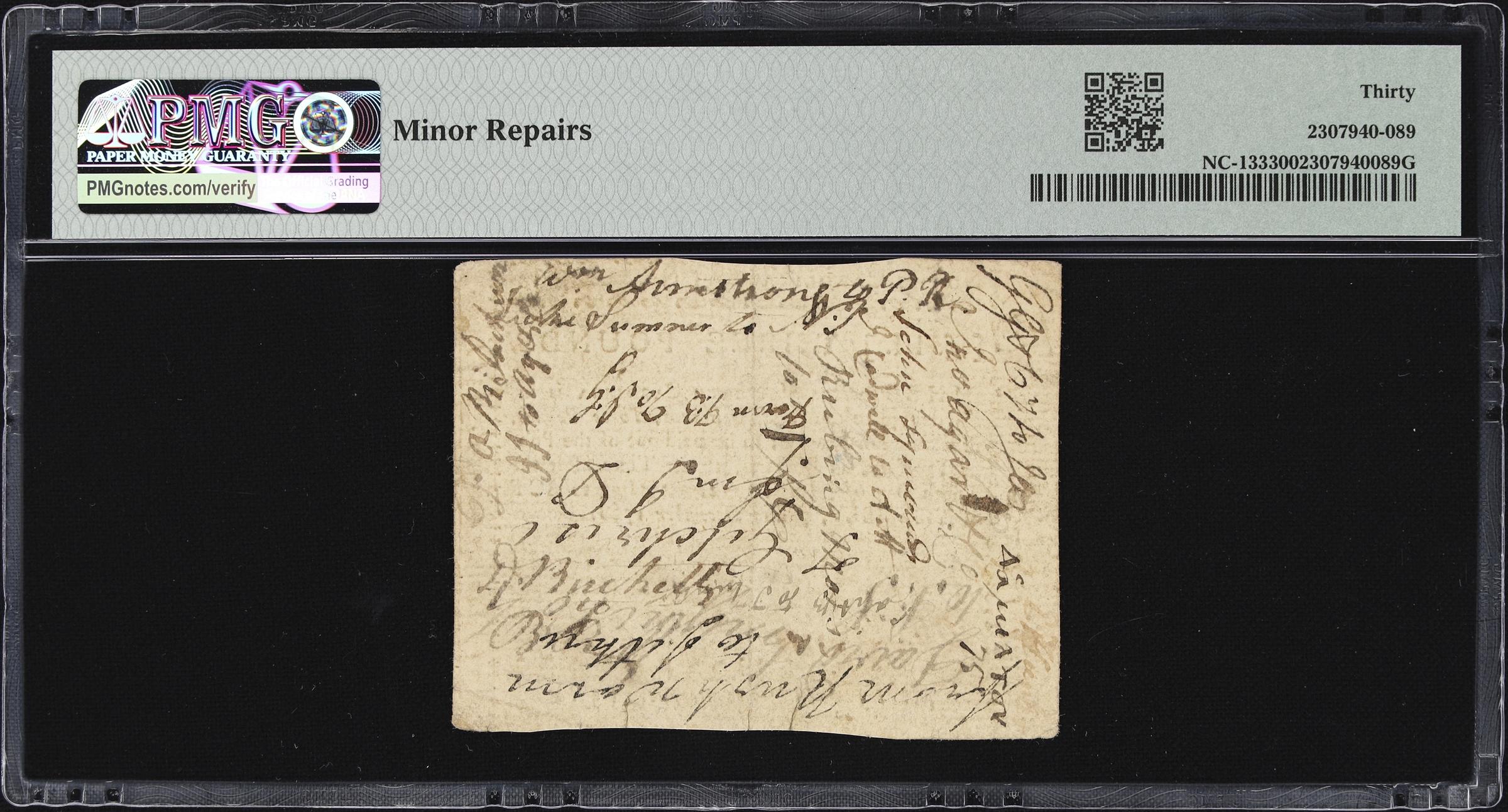 image for: NC-133. North Carolina. December, 1768. 3 Pounds. PMG Very Fine 30.